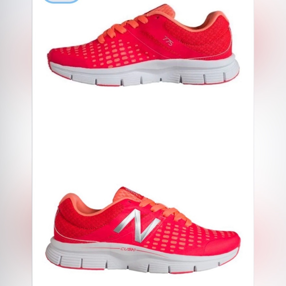 New Balance Women's size 6.5 Cush Running Shoes Orange Abstract Dye Mesh EUC - Picture 2 of 6